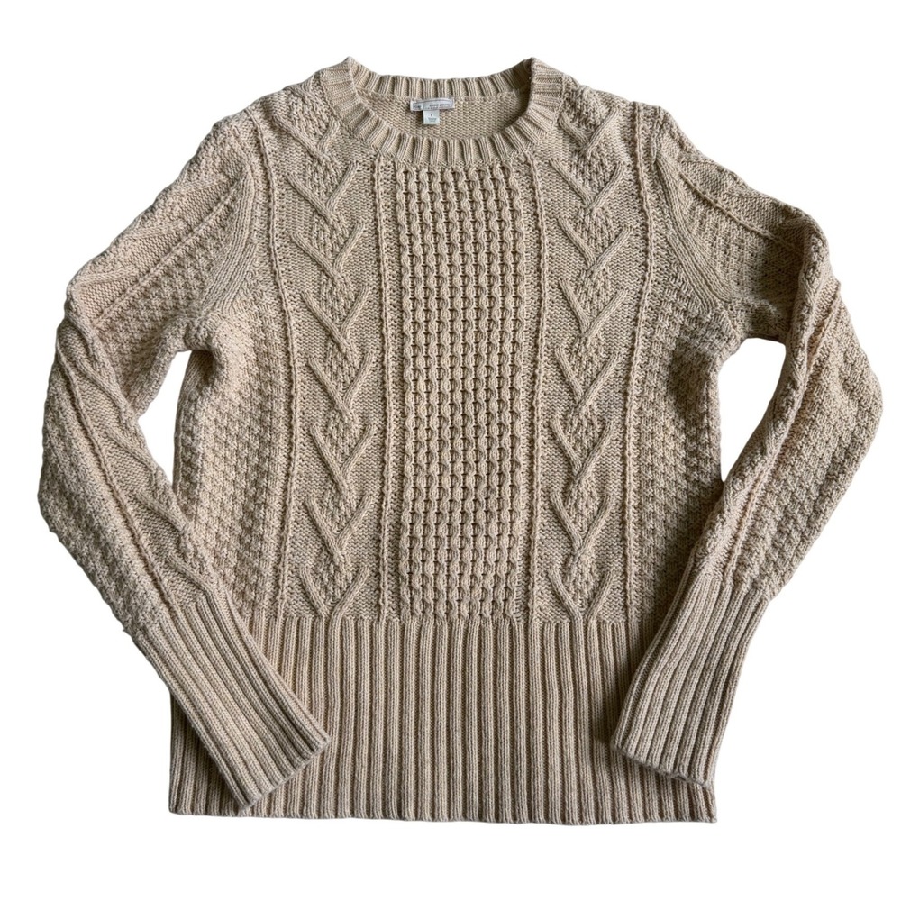 GAP Vintage Designed & Crafted Cable Knit Sweater Womens Large Beige Chunky Y2K